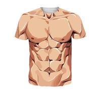 Uomo 3D Stampato T-shirt Divertente 3D Muscolare T-Shirt Uomo Estate Manica Corta Fitness Tee Cool Streetwear Stampa Muscolare Faux T-Shirt Top Addominali Uomo, W, 4XL