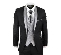 Uomo 4 Pezzi Matrimonio Abito Sposo Vintage Scialle Nero Foulard Fatto su Misura