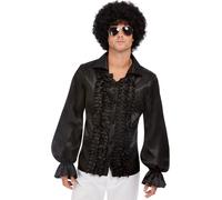 Uomo 60s 1960s 60's 70s 70's Increspatura Costume Disco Camicia Nera Da Smiffys
