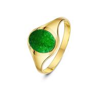 Uomo 9ct Oro Giallo Anello Sigillo Giada Verde Forma Ovale UK Hallmarked-375