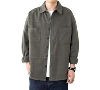Uomo a maniche lunghe tinta unita abbigliamento da lavoro casual per cappotto versatile camicia strato base (L verde)
