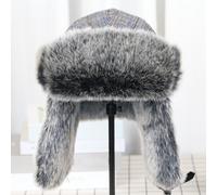 Uomo a Spina di Pesce Colbacco Antivento Pelliccia Finta Russo Paraorecchie Warm