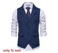 Uomo Abito Canotta Gilet Bavero Bottoni senza Maniche Top Business Aderente