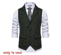 Uomo Abito Canotta Gilet Bavero Bottoni senza Maniche Top Business Aderente