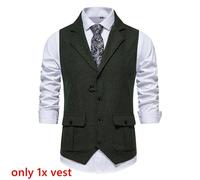 Uomo Abito Canotta Gilet Bavero Bottoni senza Maniche Top Business Aderente Slim