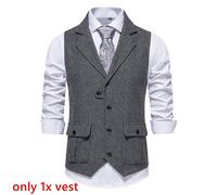 Uomo Abito Canotta Gilet Bavero Bottoni senza Maniche Top Business Aderente Slim