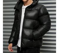 Uomo ad alta collana, giubbotto imbottito regolare in tessuto brillante con 2 zip L,M,S,XL,XXLTessuto