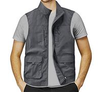 Uomo All'aperto Gilet da Pesca Leggero Panciotto da Sportivo Giubbotto Traspirante Asciugatura Rapida con Multi-Tasche Giubbotto Campeggio Caccia Gilet