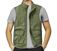 Uomo All'aperto Gilet da Pesca Leggero Panciotto da Sportivo Giubbotto Traspirante Asciugatura Rapida con Multi-Tasche Giubbotto Campeggio Caccia Gilet