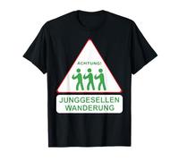 Uomo Attenzione scapolo Escursione JGA Avvertimento Maglietta