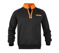 Uomo Autunno E Inverno Stand Up Collar Pullover Mezza Zip Sport Caldo Tempo Libero Più Velluto Felpa Senza Cappuccio Zip up Giacca Da Allenamento Uomo, Nero , L