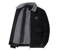 Uomo Autunno Inverno Retro Giacca Pile Da di Costine Velluto A Coste Caldo Maniche Lunghe Bocca Foderata In Sherpa Di Lana Pelle Agnello Sciolto Trasporto Giacca Del Camionista Invernale Nero L