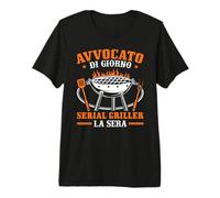 Uomo Barbecue Regali BBQ Griglia Avvocato E Serial Griller Maglietta Premium