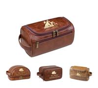 Uomo Beauty Case da Viaggio, Beauty case da uomo personalizzato, Personalizzata Borsa da Toilette in Pelle, Idee Regalo per Papà, Amore, Madre, Amico, Regali Personalizzati Unici (marrone rossastro)