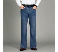 Uomo Jeans Gamba Dritta Pantaloni Casual Zip Laterale Svasato Bootcut Chic