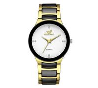 (Uomo-Bianco)Orologio da polso al quarzo da donna con cinturino... Oro e nero