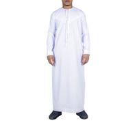Uomo Bianco Thobe Emirati Islamico Vestiti Jubba Vestaglia Muslim Eid Ramadan
