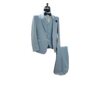 Uomo Blu Cielo Abiti Firmato Matrimonio lo Sposo Cena (Giacca + Gilet +