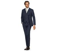 Uomo Blu Navy Righe Abiti Matrimonio lo Sposo Cena (Giacca + Gilet + Pantalone)