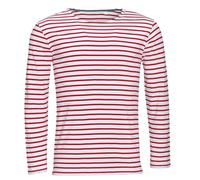 Uomo Blu O Rosso e Bianco a Righe Manica Lunga Righe T-Shirt