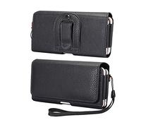 Uomo Borsa Cintura per Cellulare in Pelle Nero, Custodia da Cintura per Smartphone, Orizzontale Porta Telefono da Cintura Marsupio Borsello Portafoglio Portacarte Fondina con Passante per Cintura