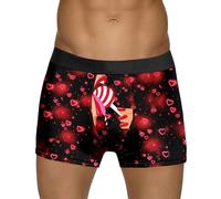 Uomo Boxer, Pantaloncini da Uomo con Stampa di San, Stile Rosso, Speciali Rose, a Vita Media
