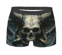 Uomo Boxer Shorts Moda Boxer Aderenti Comfort Underwear Teschio E Corna Pentagramma Male Satanico Morte E Oscurità S
