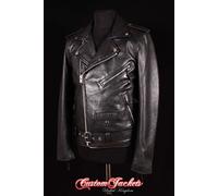 uomo BRANDO' NERO slim-fit aderente pelle d'agnello Motociclista Giacca di