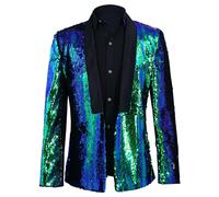 Uomo Brillante Paillettes Blazer Giacca Costume Uomo Lucido Tuxedo Blazer Paillettes Blazer Party Blazer per gli Uomini, verde, XL