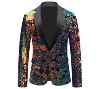 Uomo Brillantini Giacca Lustrini Suit Costume di Carnevale Showman