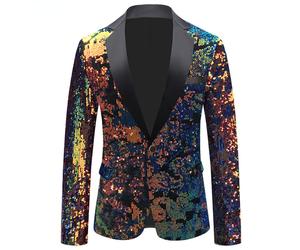 Uomo Brillantini Giacca Lustrini Suit Costume di Carnevale Showman