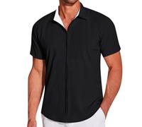 Uomo Camicia Cotone Maglietta da Uomo Stampata Casual A Maniche Corte con Cerniera Estiva da Spiaggia Leggera Antipiega Elasticizzata Shirts Maglietta Calcio Fitness Estiva B801