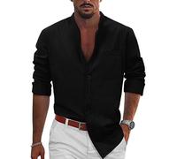 Uomo Camicia In Lino Elegante Manica Lunga Camicie Estiva No Stiro Traspirante Bluse Cotone Casual Firmata Coreana Camicia Spiaggia Botton Down Taglie Forti Comode Camicia Da Lavoro Per Le Vacanze