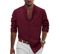 Uomo Camicia In Lino Elegante Manica Lunga Camicie Estiva No Stiro Traspirante Bluse Cotone Casual Firmata Coreana Camicia Spiaggia Botton Down Taglie Forti Comode Camicia Da Lavoro Per Le Vacanze