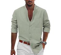 Uomo Camicia In Lino Elegante Manica Lunga Camicie Estiva No Stiro Traspirante Bluse Cotone Casual Firmata Coreana Camicia Spiaggia Botton Down Taglie Forti Comode Camicia Da Lavoro Per Le Vacanze