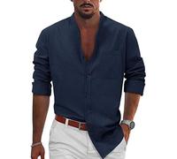 Uomo Camicia In Lino Elegante Manica Lunga Camicie Estiva No Stiro Traspirante Bluse Cotone Casual Firmata Coreana Camicia Spiaggia Botton Down Taglie Forti Comode Camicia Da Lavoro Per Le Vacanze