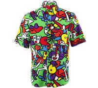Uomo Camicia Loud Originals Rayon Regular Manica Corta Tiffy Stampa Retrò Danza