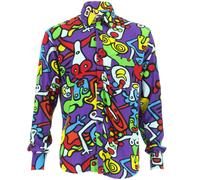 Uomo Camicia Loud Originals Rayon Regular Manica Lunga Tiffy Stampa Retrò Danza