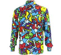 Uomo Camicia Loud Originals Rayon Regular Manica Lunga Tiffy Stampa Retrò Danza