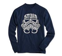 Uomo Camicia Maniche Lunghe Stormtrooper Testo Art Casco Star Movie Wars Cinema - Blu-Navy, M