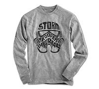 Uomo Camicia Maniche Lunghe Stormtrooper Testo Art Casco Star Movie Wars Cinema - Grigio Erica, XL