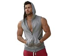 Uomo Canotte Sportivo Con Cappuccio Allenamento Palestra Tank Top Bodybuilding Traspirante Sportive Canotte Smanicato Aderente Cotone Canottiera Elasticizzato Running Ad Asciugatura Rapida Vest