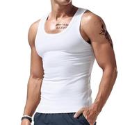 Uomo Canotte Sportivo Estiva Bodybuilding Palestra Tank Top Muscolo Sportive Allenamento Canotte Elasticizzato Running Stringer Vest Ad Asciugatura Rapida Senza Maniche Aderente Canottiera