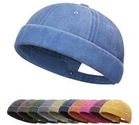 Uomo Cappelli Docker cap Senza Tesa Beanie Polsino Arrotolato Berretto da Portuale da Uomo Unisex Berretto Docker Regolabile Cuffed Brimless Hat Cowboy Vintage Taglia Unica Cappello
