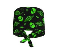 Uomo Cappello da Chef UFO Verde, Stella Aliena Cappelli da Cuoco Elastico Berretto da Lavoro con Nastri Corti Cappelli Bandana per Cucina Fornai Medici