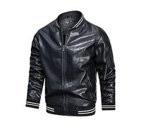 Uomo Cappotto Collo in Pelle Cerniera Sottile Giacca Moda Parka Cappotto Corto Giacca Manica Lunga Giacca Slim Fit Autunno Inverno Classico Cappotto Casual Antivento Giacca, blu, 3XL