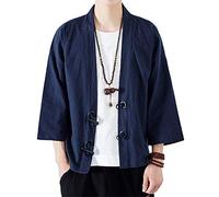 Uomo Cappotto Kimono Haori Jacket Cloak Cardigan Linen Giacca