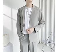 Uomo Casual Abito Giacca Formale Business Giacca Gentiluomo Due Bottoni