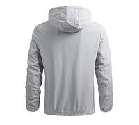Uomo casual Autunno e Inverno Solido con Cappuccio Cerniera a Manica Lunga Tasca Cappotto Antivento Impermeabile Giacca Compatibile con Moto Pelle Uomo Omologato, grigio, XL