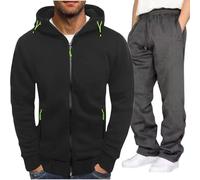 Uomo Casual Moda Tinta Unita Sciolto Cardigan E Pantaloni Della Tuta Set Uomini, L, XXL